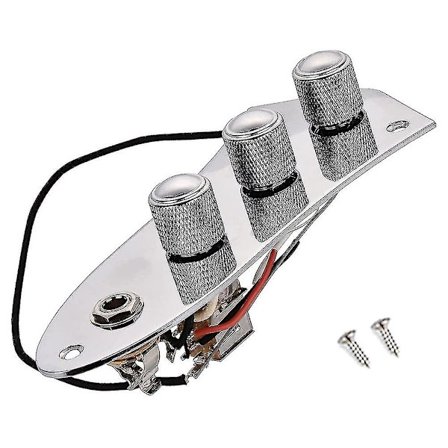 Ferdigkoblet kontrollplate for Jazz Bass gitar, med ledningsnett