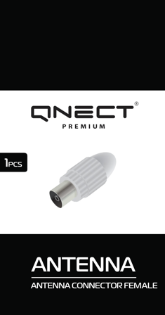QNECT Antenna plug female straight, 10.5mm, White