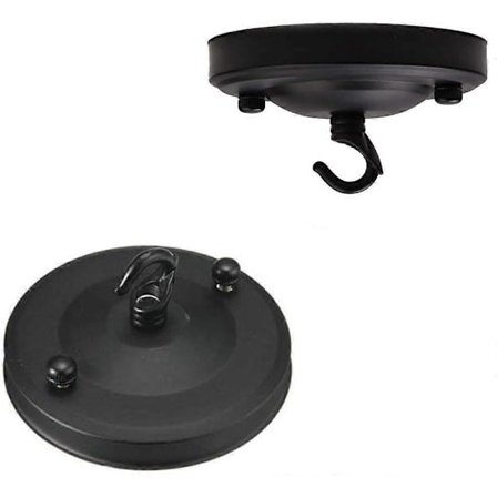 2 stycken takkrok för hängande lampa, vintage ljuskrona 110 mm tak med krok, mångsidiga hängande tillbehör (svart) [DB]