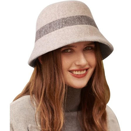 Dame Cloche Hat Bowler Hat 100% Ull Elegant Bucket Derby Hat