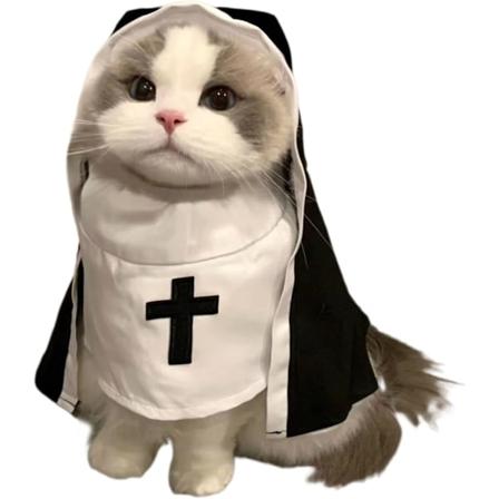 Halloween-kostymer for kjæledyr | Morsomme Cosplay-klær for hunder | Nonnekostyme for kjæledyr | Kjæledyrklær | Søsterhabit Kjæledyrklær Søt Co-