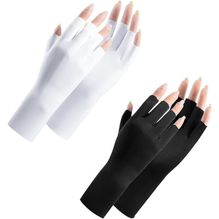 Dame UV Solbeskyttelseshandsker 2 Par, Sommer Åndbare Is Silke Solcreme Handsker Halv Finger til Ridning Golf Fiskeri Cykling