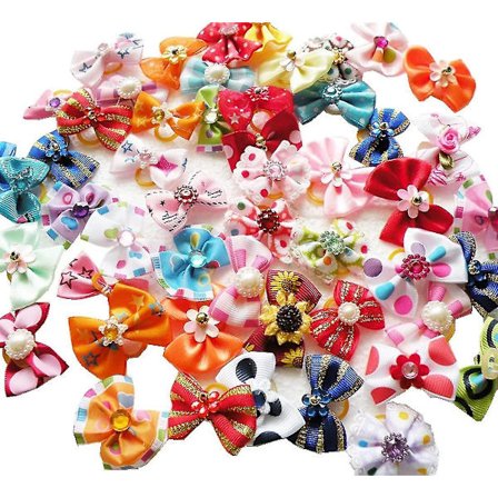 50 st hundrosetter husdjursrosetter slips gummi band grooming tillbehör