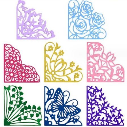 8 stk. Blomster Die Cuts Hjørne Die Cuts Blonde Die Cuts