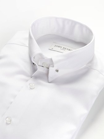 John Henric Men's Weißes Hemd mit Fischgrätenmuster Size 37