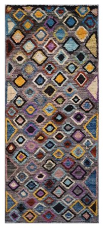Tapis Moroccan Berber - Afghanistan 80X199 De Couloir Noir/Gris Foncé (Laine, Afghanistan)