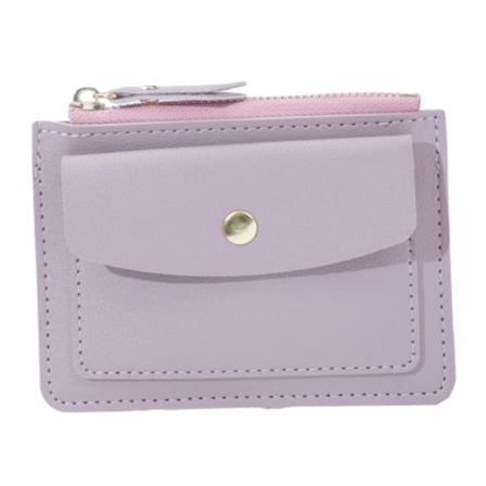 Muodikas nahkainen korttikotelo lompakko useille korteille vetoketjullinen kolikkokukkaro Purple