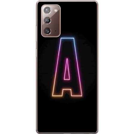 Yhteensopiva Puhelinkuori Samsung Samsung Galaxy Note20 Minimalistinen neonkirjain A sateenkaarenvärisessä valossa mustaa taustaa vasten modernissa