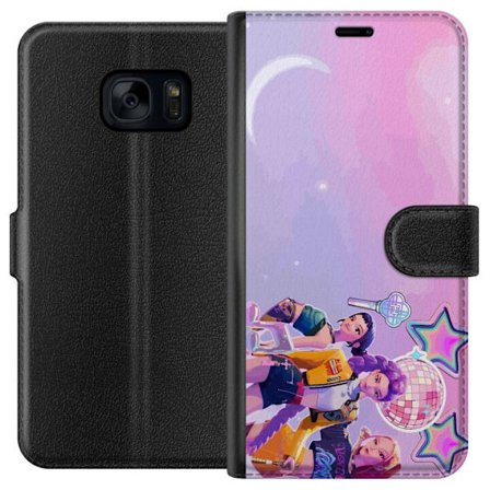 Yhteensopiva Lompakkokotelo Samsung Galaxy S7 Tulevaisuuden popikoni neonvärien, diskoelementtien, tähtien ja pastellivärisen avaruustaivaan kera.