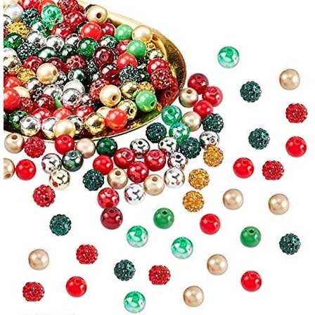 180 stk. 8mm Blandede Juleperler Assortert Materiale Glass Løse Perler Spacer Perler for DIY Armbånd Halskjede Øredobber Smykkelaging