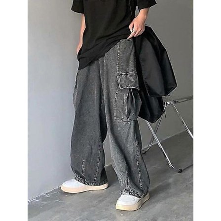 JWL-Denim Byxor Herr Jeans Denim Cargo Byxor Baggy Vida Ben Jeans Casual Höst Vinter Koreansk Streetwear Hip Hop Cowboy