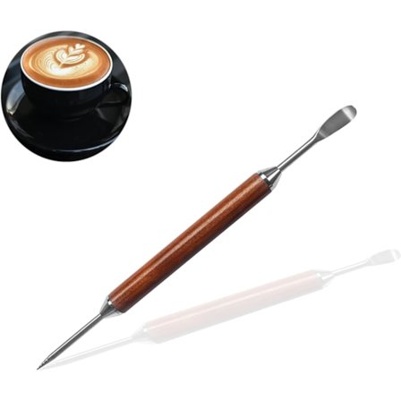 Latte Art Penn Kaffe Latte Dekorasjonspenn Rustfritt Stål Husholdnings Kjøkkenverktøy Trehåndtak Kaffepenn