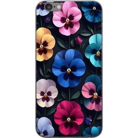 Kompatibel Mobilcover til Apple iPhone 6 Plus Dekorativt blomstermønster med farverige pensé-lignende blomster og mørk elegant baggrund