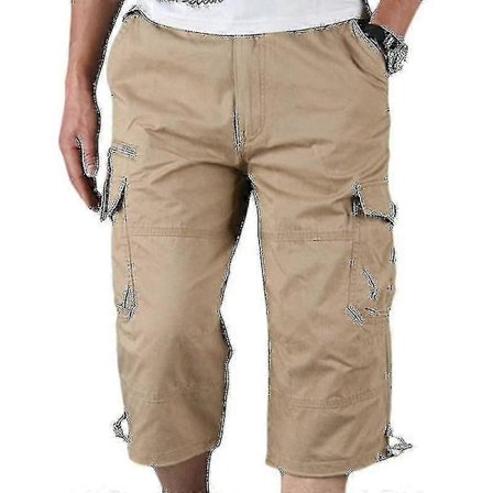 Herre 3/4 Lange Elastiske Shorts Midje Cargo Combat Trekvart Bukser