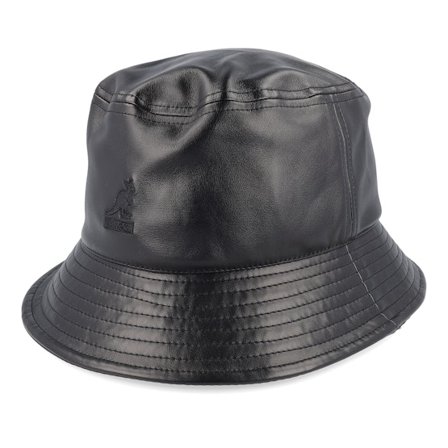 Kangol - Black - bucket - Hat - Chain Faux Leather Black Bucket - Hatstore