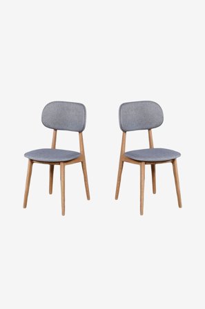 Wood Furniture - Spisebordsstol sæt med to Bari, lysegrå - Brun - Stole - Fra Homeroom