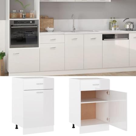 Vidaxl Underskåp Med Låda Vit Högglans 50x46x81,5 Cm Konstruerat Vit