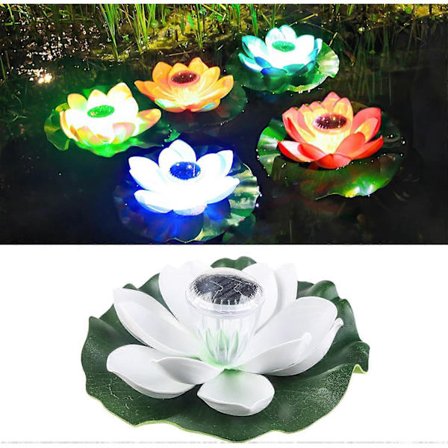 Solcellsdammbelysning Rosa Flytande Solcellslampor för Damm, Flytande Lotusblomma Soldrivna Poollampor Trädgårdsdamm Solcellslampor Lilyblomma