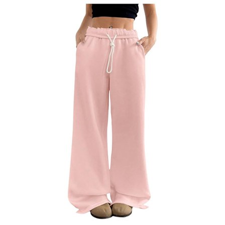 Vida Ben Svettbyxor med Hög Midja, Raka Ben och Dragsko med Elastisk Midja för Dam