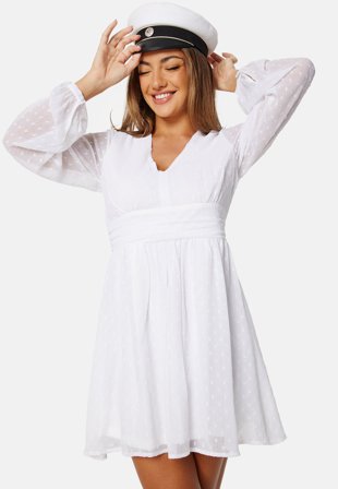 Bubbleroom Occasion - Dotted Tie Back L/S Chiffon Dress - 42