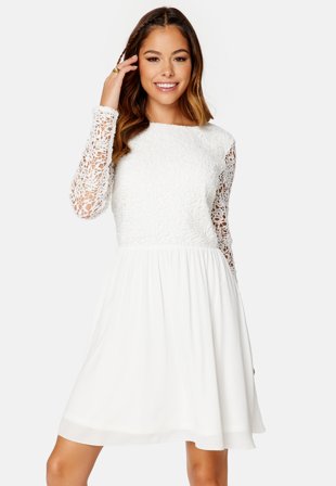 Bubbleroom Occasion Emeraldine Deep Back Dress White Klær