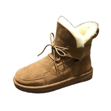 Damer Med Snörning Fuzzy Warm Booties Plyschfoder Snöstövlar