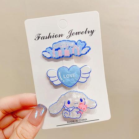 3 stk Nydelig tegneserie hårnåler Jente Kawaii Kuromi Cinnamoroll Hai A1