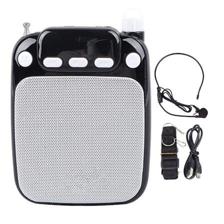 Röstförstärkare Bärbar Uppladdningsbar Bluetooth Röstförstärkare med Trådbunden Mikrofonheadset för Lärare Guide Svart