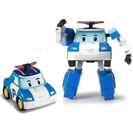 SBSG Robocar Poli Transformerende Robot, 10 cm Transformerbar Action Legetøjsfigur Køretøj, Politi Udrykningskøretøj Legesæt, Ferie Fødselsdag 