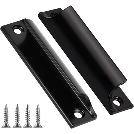 (svart) 2-delt utvendig dørhåndtak - Skyvedørhåndtak, Usynlig innvendig møbelhåndtak, Skyvedørhåndtak, Sett