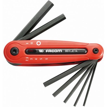Facom 86H.JE7A Kuusiokoloavainsarja 7 kpl, pidikkeessä 2,5 mm-10 mm, Käsityökalut