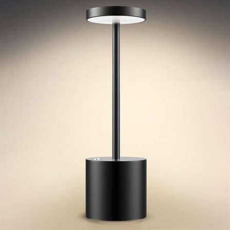 LED-bordlampe i aluminium med to lysniveauer og USB-opladning - Svart