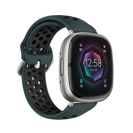 For Fitbit Sense 2 tofarget perforert pustende silikonklokkerem