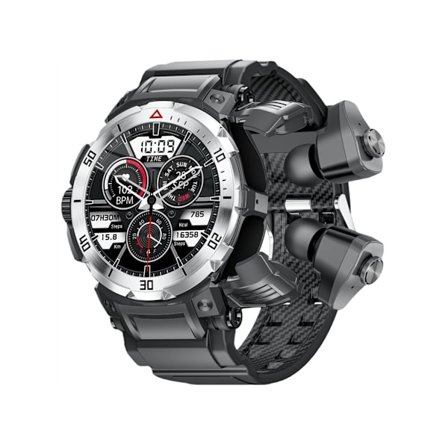 Militær Smartklokke med Hodetelefoner for Menn Robust Taktisk Treningsklokke med 1.46'' Rund HD Fulltouch Skjerm