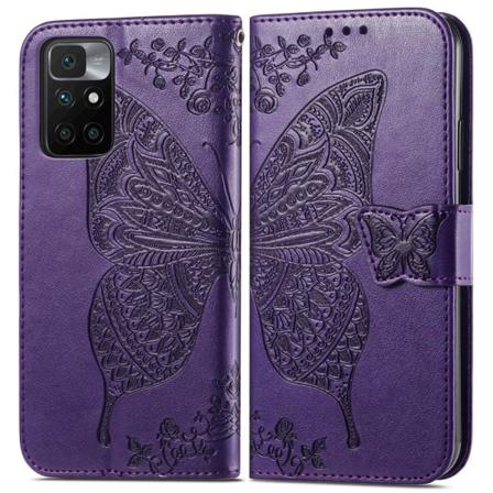 Xiaomi Redmi 10 Fodral Butterfly Läder Lila