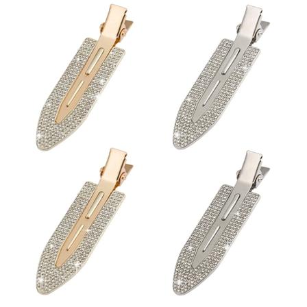 4 stk. Rhinestone No Bend Hårklips - Metall Glans Styling Diamant