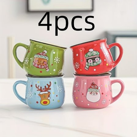 God Jul Kaffekrus Sett med 4 Slitesterke Keramiske