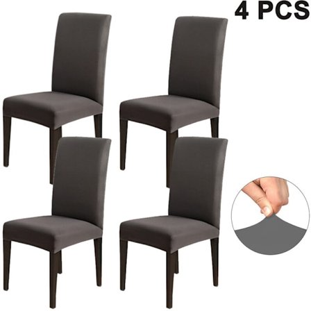 Set med 4 matstolsöverdrag, avtagbara korta matstolsöverdrag