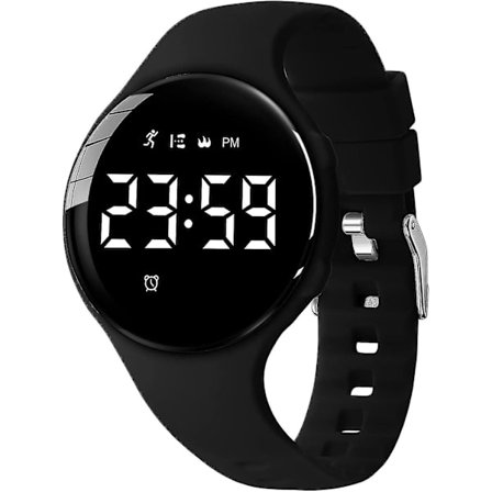 Børneur, digitalt ur til drenge og piger, sportsur med fitnesstracker, stopur, ingen app og vandtæt, ur til børn i alderen 5-12 år