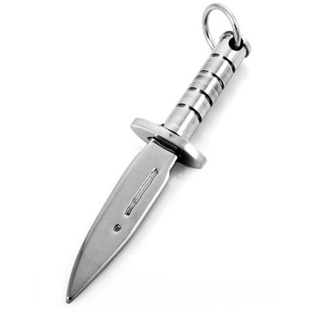 Dolkekjede Halskjede med anheng i form av en dolk i rustfritt stål i sølv Punk Rock stil Dolkekjede med kjedelengde på