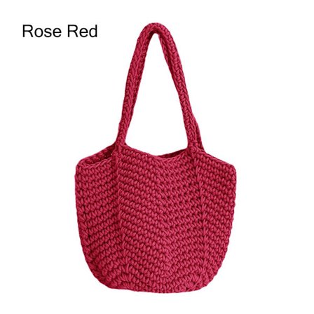 Heklet tøyveske Strandveske ROSE RED