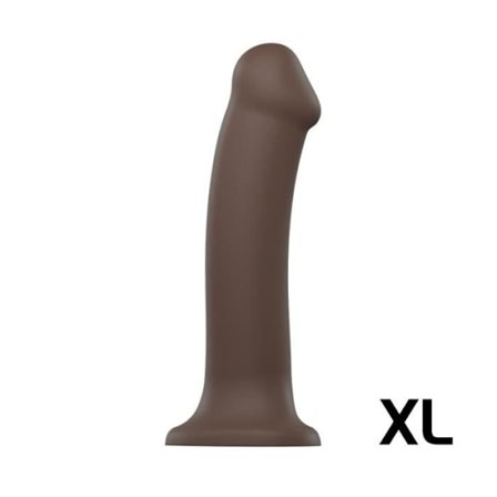 Bøjelig Chokolade Dildo - XL - Dobbeltdensitet Silikone - Kraftig sugekop