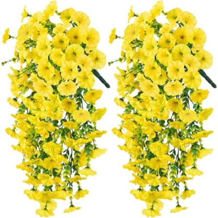 2 kpl UV-kestäviä roikkuvia tekokukkia – Päivänsini-köynnökset 75 cm, luonnonmukaiset puutarhaan ja sisustukseen