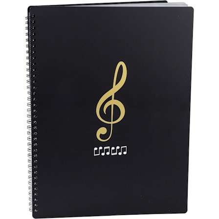 Musikmappe til noder i A4-format, hyldestorage, 30 lommer, nøgler, plastik, koncertkormappe