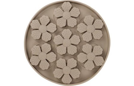 Slikkematte med Blomster, Taupe