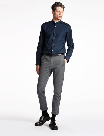 Lindbergh Yarn Dyed Oxford Superflex Shirt - Navy - M