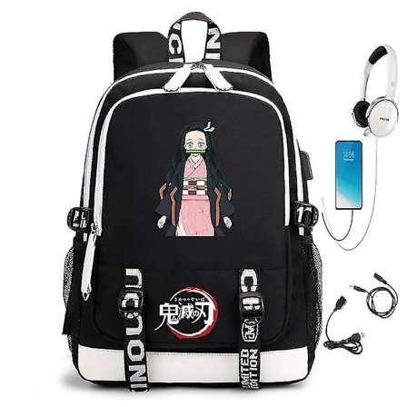 Demon Slayer USB-gränssnitt Student Ryggsäck Datorväska