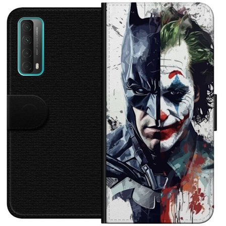 Yhteensopiva Lompakkokotelo Huawei Huawei P smart 2021 Jakettu muotokuva Batmanista ja Jokerista dramaattisessa kuvituksessa, kuvankaunis supersankari