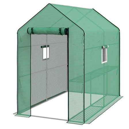 Korvaava Kasvihuonekalvo Uv-Suojalla, Sivuikkuna, Vaihtokansi Vieriovella, Pe-Kalvo, 140 X 213 X 190 Cm, Vihreä