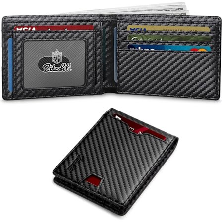 Miesten ohut nahkainen RFID-estolompakko, minimalistinen bifold-luottokorttikotelo lahjapakkauksella